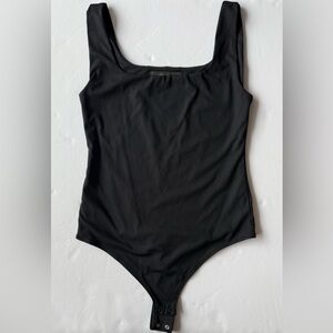 LOFT Versa Ribbed Square Neck Sleeveless Bodysuit Black Size M